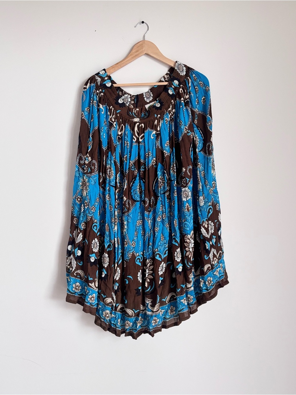 Collections Etc Boho Floral Paisley Maxi Skirt Blue L